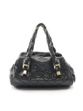 Chanel Tote Quilted Black Lambskin Boston Bag